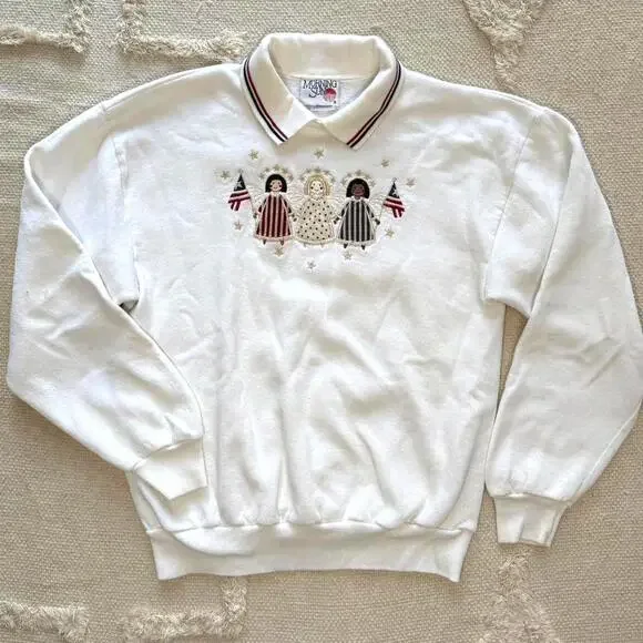 Vintage 90s Patriotic Angel Sweatshirt – M - Picture 2 of 7